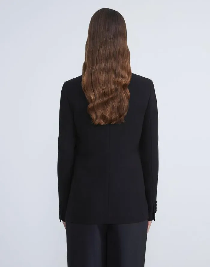 Lafayette 148 New York Finesse Crepe Cutaway Blazer Black Ready To Wear Jackets and Blazers