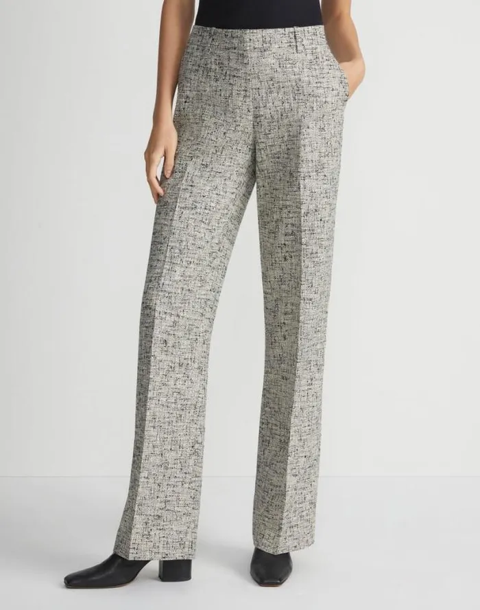 Lafayette 148 New York LinenCotton Boucl Tweed Gates Pant Black Multi Ready To Wear Pants and Shorts