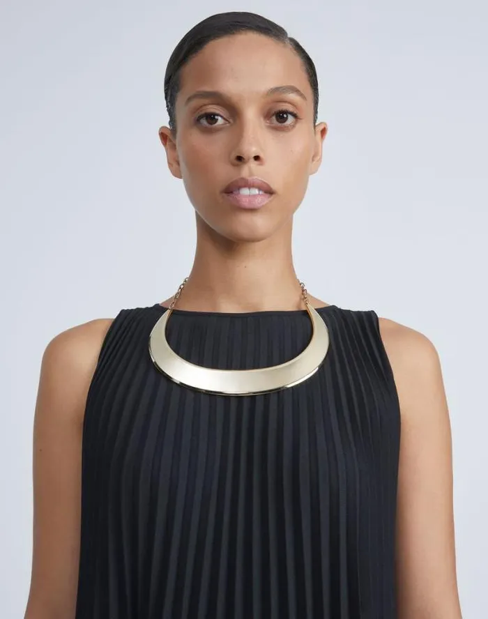 Lafayette 148 New York Lune Brass Collar Necklace Pale Gold Accessories Jewelry