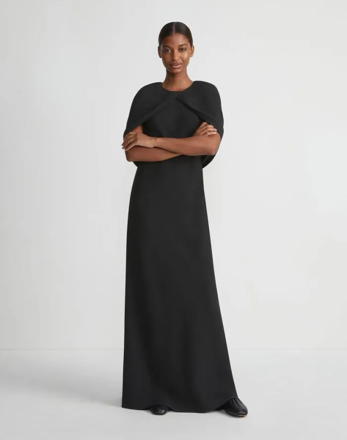 Lafayette 148 New York Responsible Finesse Crepe Convertible Shawl Gown Black Ready To Wear Dresses