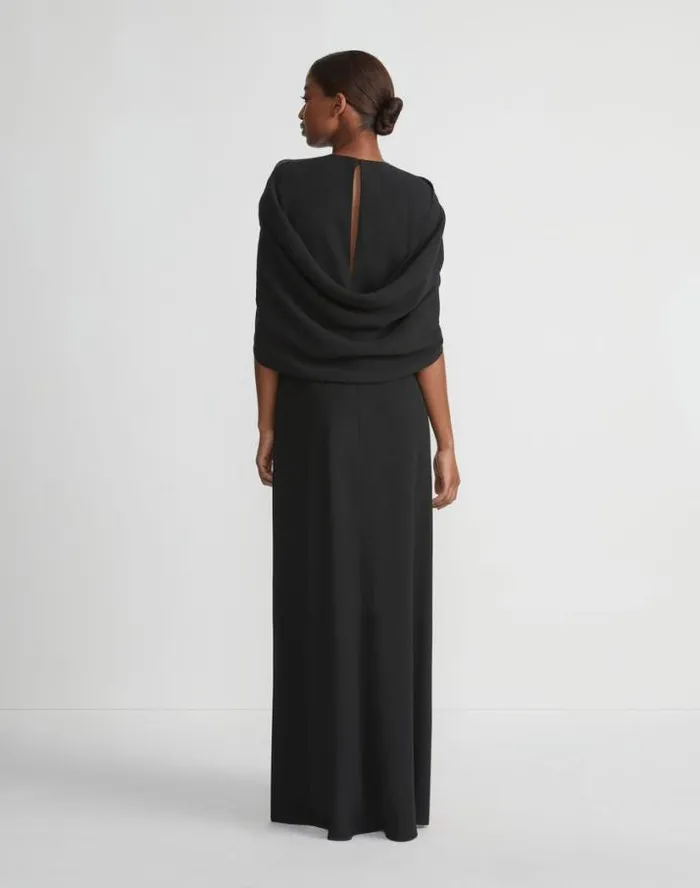 Lafayette 148 New York Responsible Finesse Crepe Convertible Shawl Gown Black Ready To Wear Dresses