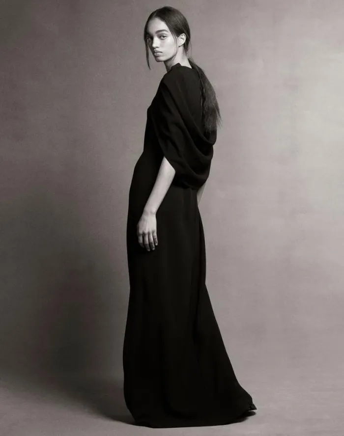 Lafayette 148 New York Responsible Finesse Crepe Convertible Shawl Gown Black Ready To Wear Dresses