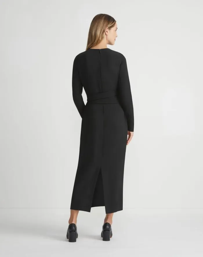 Lafayette 148 New York Responsible Finesse Crepe Keyhole Wrap Sash Dress Black Ready To Wear Dresses