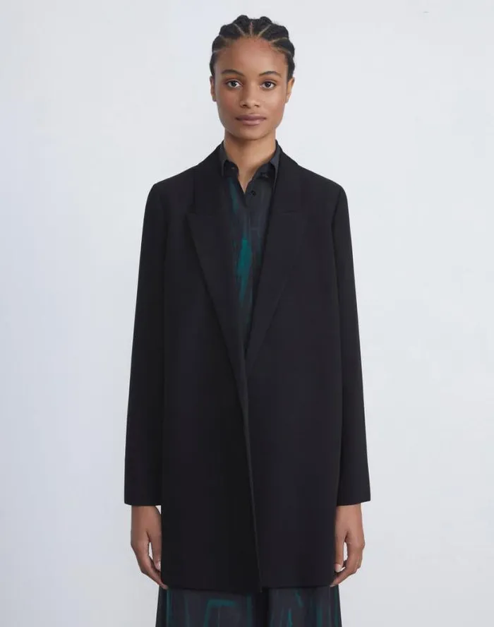Lafayette 148 New York Responsible Finesse Crepe Peak Lapel Jacket Black Ready To Wear Jackets and Blazers
