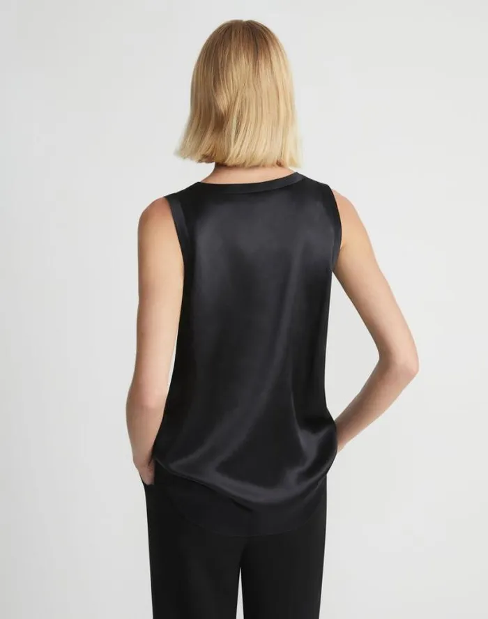 Lafayette 148 New York Silk Charmeuse Reversible Perla Blouse Black Ready To Wear Blouses and Shirts