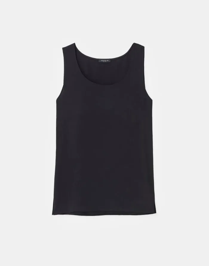 Lafayette 148 New York Silk Double Georgette Sleeveless Blouse Cloud Ready To Wear Blouses and Shirts