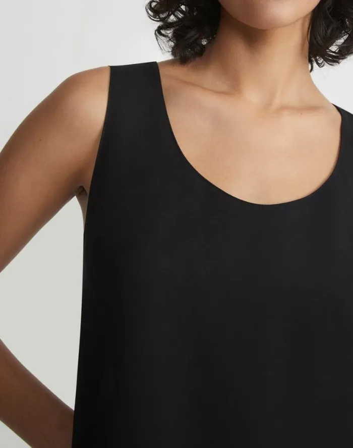 Lafayette 148 New York Silk Double Georgette Sleeveless Blouse Cloud Ready To Wear Blouses and Shirts