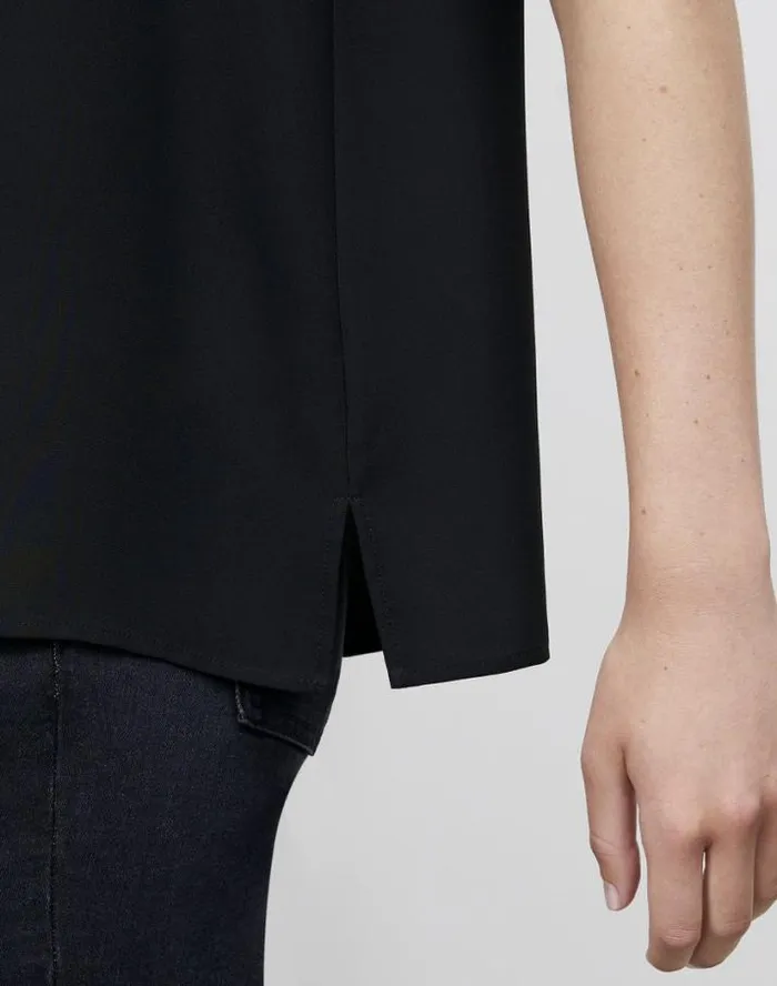 Lafayette 148 New York Silk Double Georgette Sleeveless Blouse Cloud Ready To Wear Blouses and Shirts