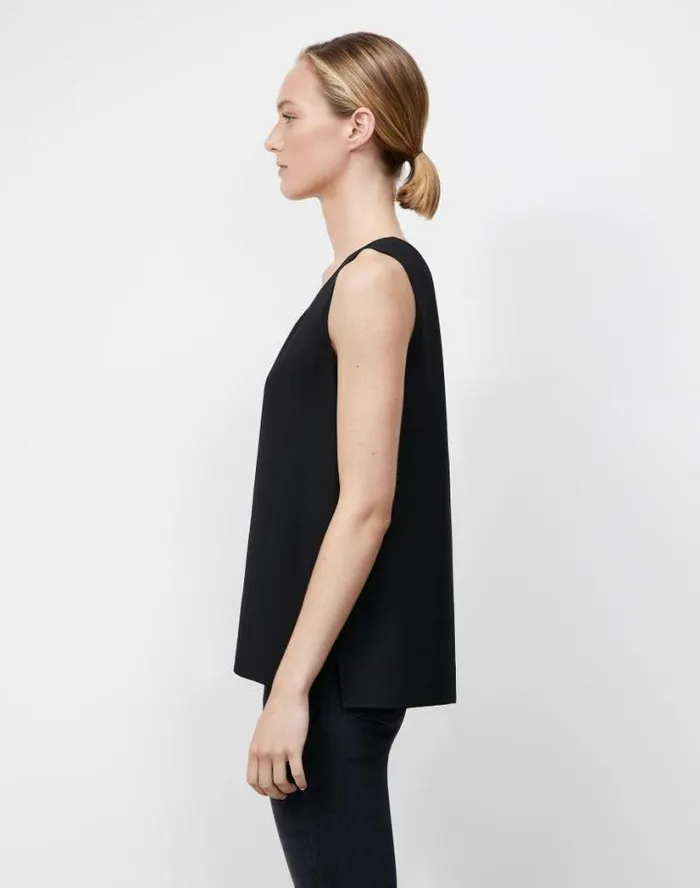 Lafayette 148 New York Silk Double Georgette Sleeveless Blouse Cloud Ready To Wear Blouses and Shirts