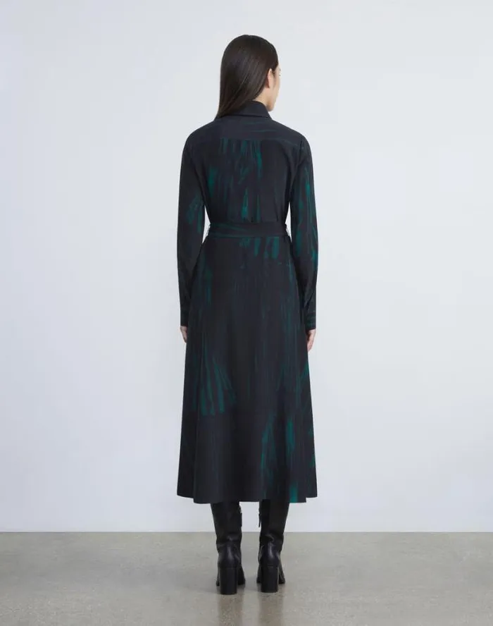 Lafayette 148 New York Stamped Pages Print Silk Crepe De Chine Shirtdress Black Multi Ready To Wear Dresses