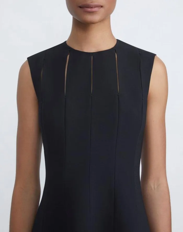 Lafayette 148 New York WoolSilk Crepe Cutout Dress Black Ready To Wear Dresses