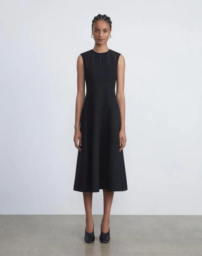Lafayette 148 New York WoolSilk Crepe Cutout Dress Black Ready To Wear Dresses