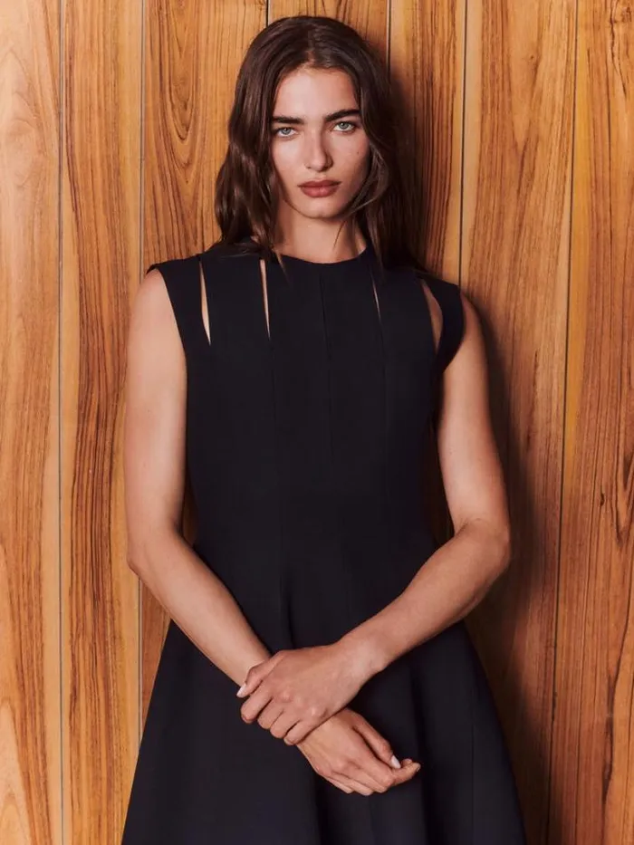 Lafayette 148 New York WoolSilk Crepe Cutout Dress Black Ready To Wear Dresses