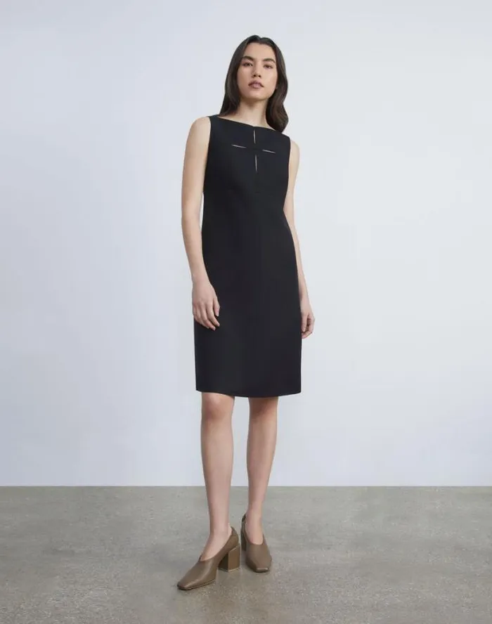 Lafayette 148 New York WoolSilk Crepe Cutout Dress Black Ready To Wear Dresses