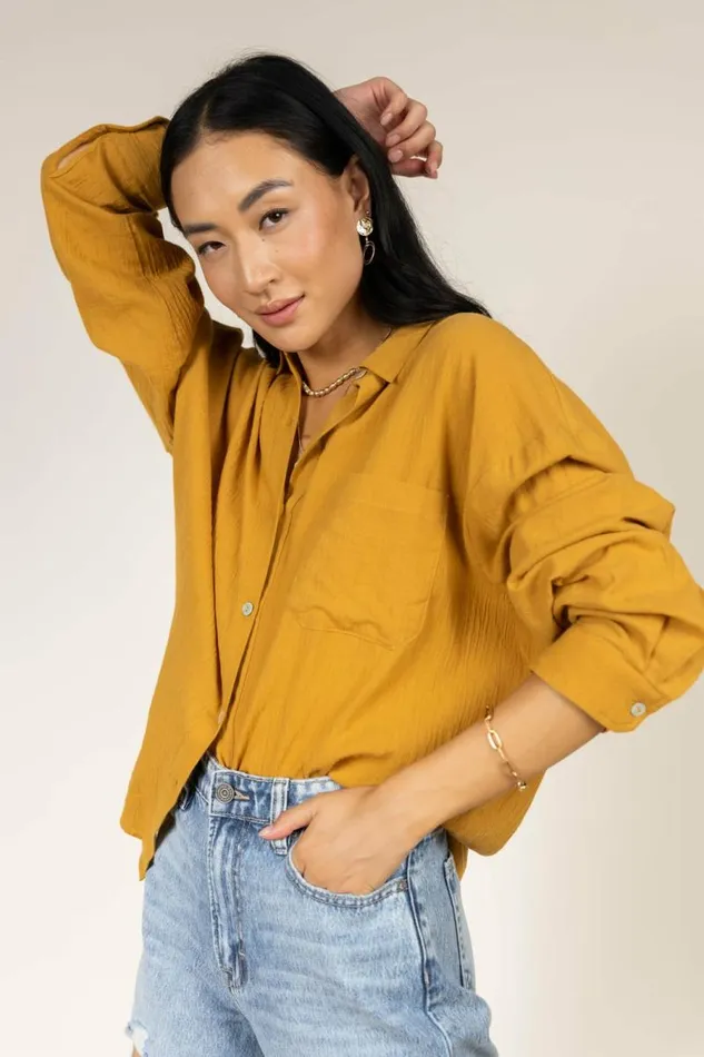 Larissa Button Up Blouse In Mustard 8211 FINAL SALE Mustard Women Bohme Blouses