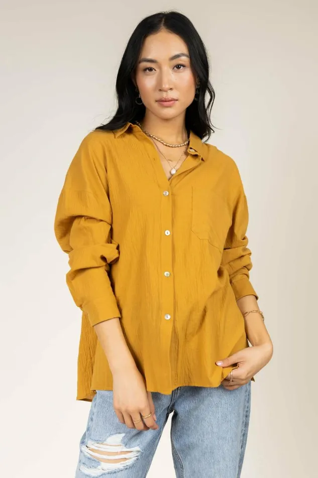 Larissa Button Up Blouse In Mustard 8211 FINAL SALE Mustard Women Bohme Blouses