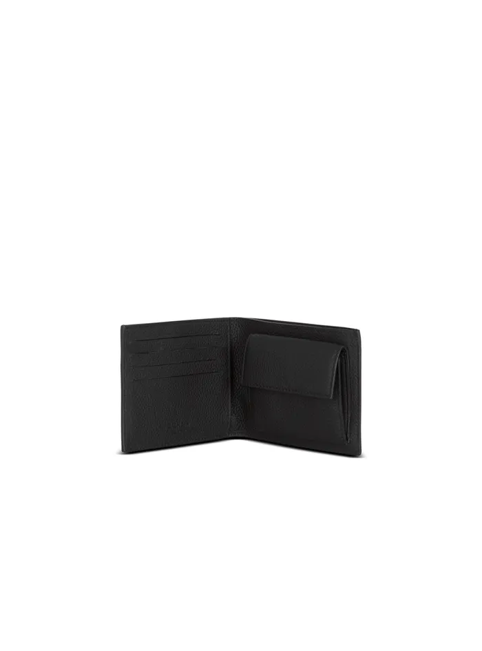 Leather Flap Wallet Black Men Balmain Small Leather Goods