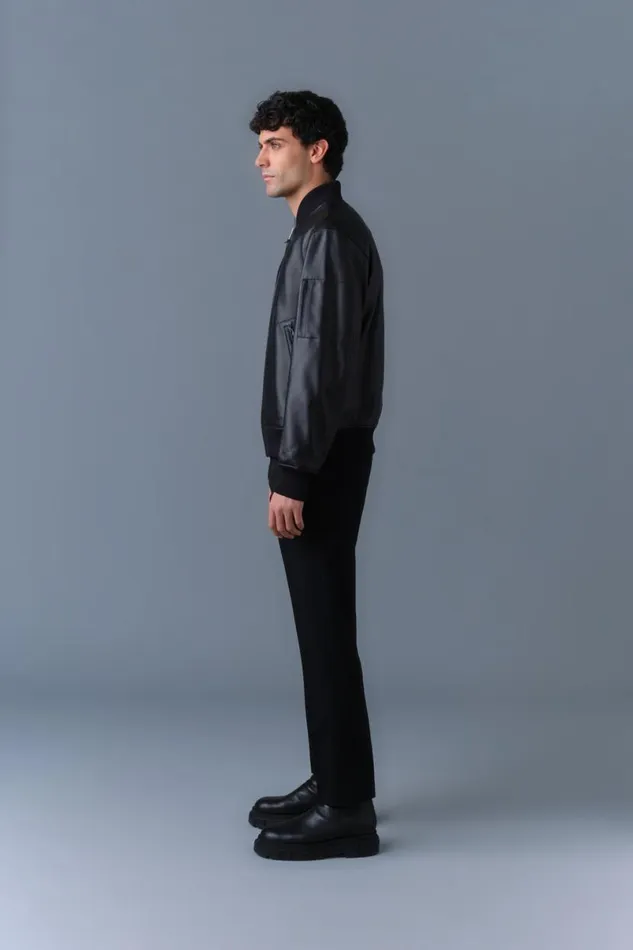 Leather Jackets Men Mackage EASTONR 2in1 Lamb Leather Bomber Jacket Black