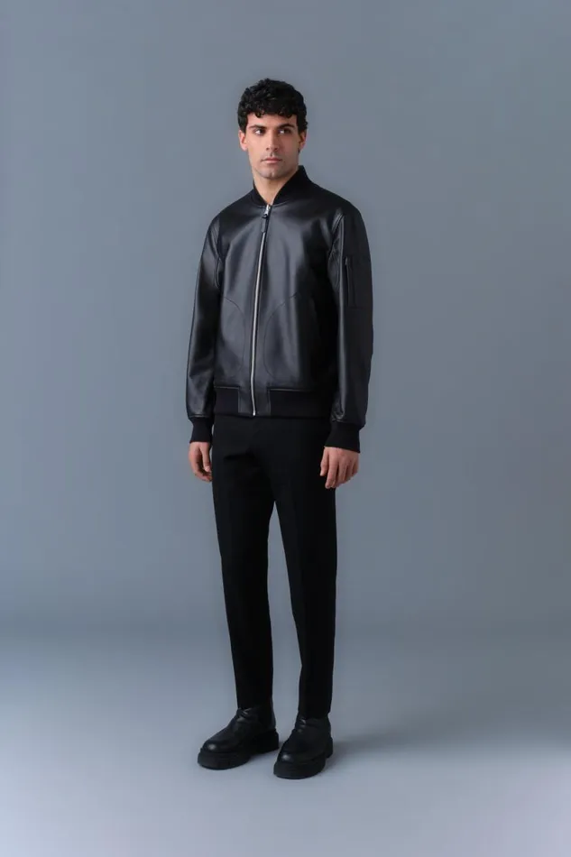 Leather Jackets Men Mackage EASTONR 2in1 Lamb Leather Bomber Jacket Black