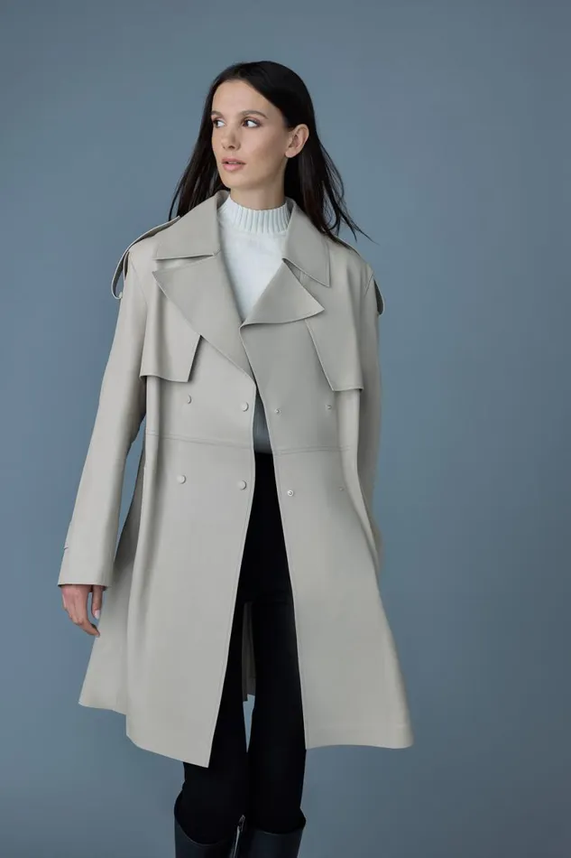 Leather Jackets Women Mackage MEDORA Luster Leather Threequarter Coat Black