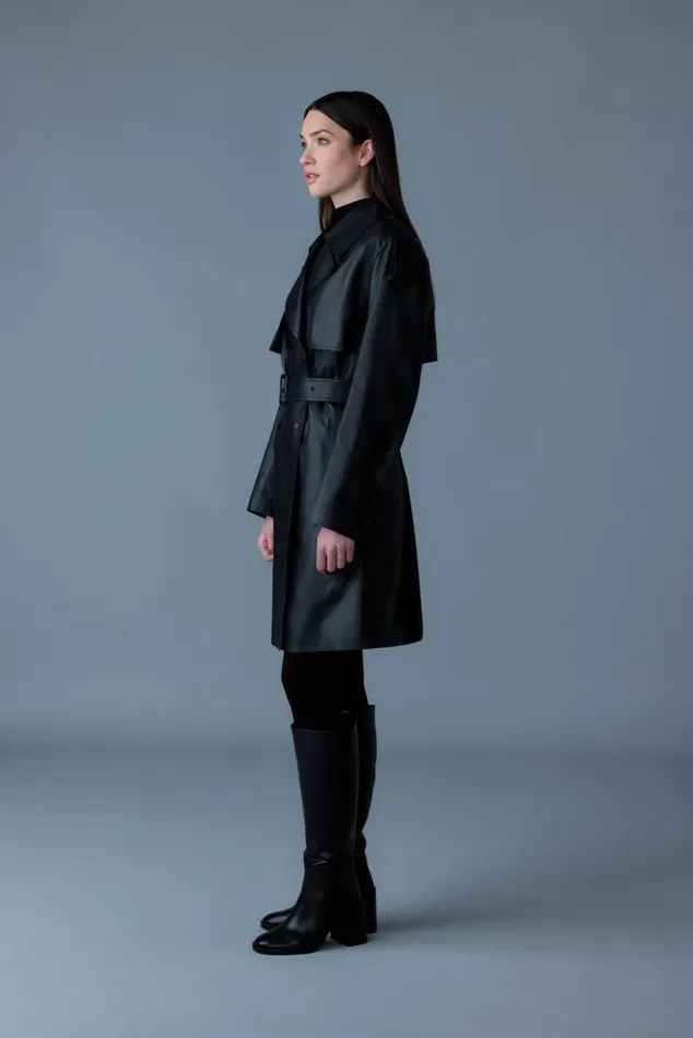 Leather Jackets Women Mackage MEDORA Luster Leather Threequarter Coat Black