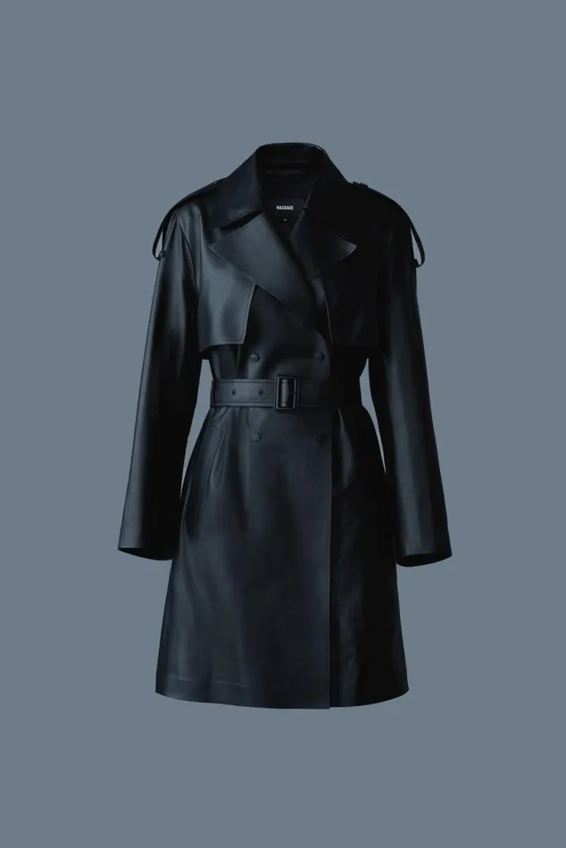 Leather Jackets Women Mackage MEDORA Luster Leather Threequarter Coat Black