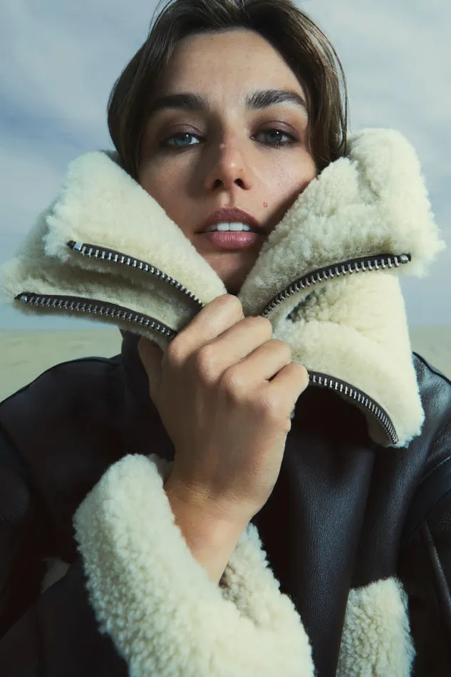 Leather Jackets Women Mackage PENELOPA Sheepskin Jacket With Double Collar Chocolate