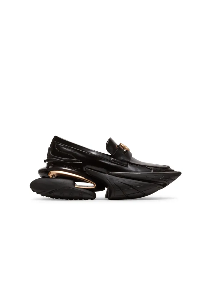Leather Unicorn Loafer Sneakers Black Men Balmain Sneakers
