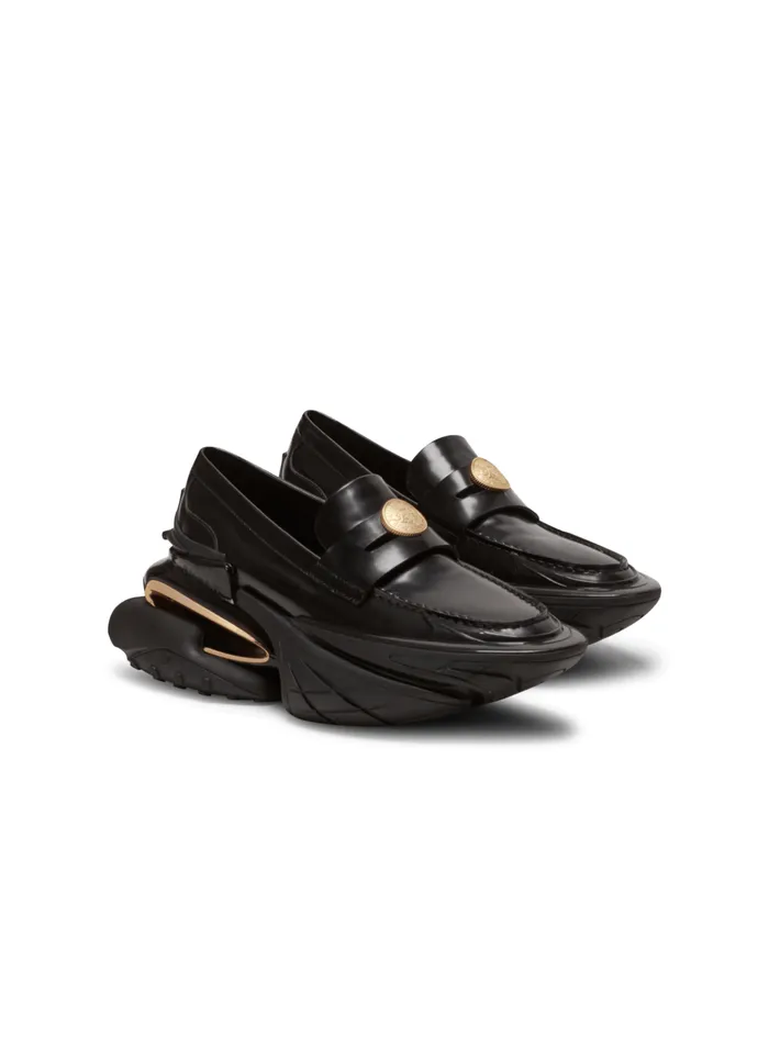 Leather Unicorn Loafer Sneakers Black Men Balmain Sneakers