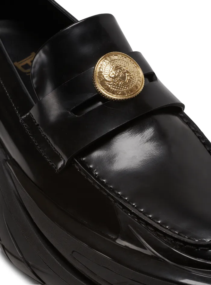 Leather Unicorn Loafer Sneakers Black Men Balmain Sneakers