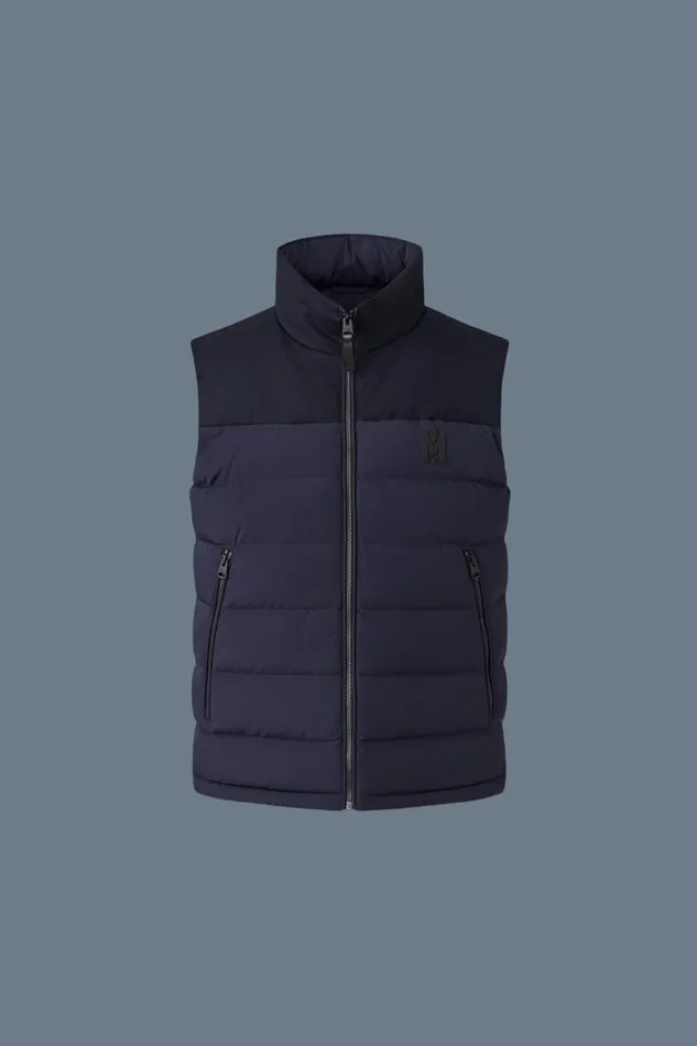 Light Down Jackets Men Mackage BOBBIE Agile360 Stretch Light Down Vest With Stand Collar Black