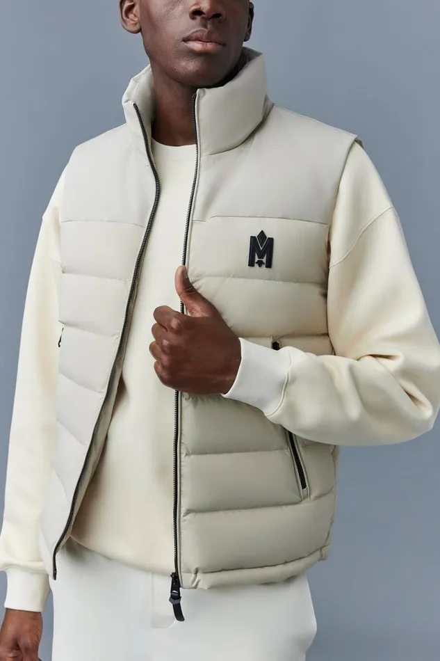 Light Down Jackets Men Mackage BOBBIE Agile360 Stretch Light Down Vest With Stand Collar Black