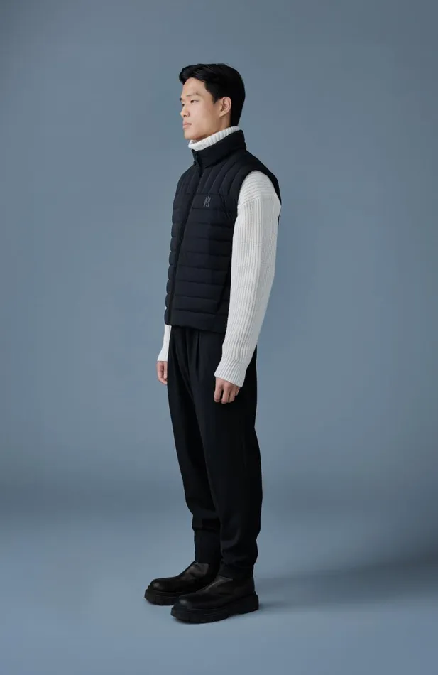 Light Down Jackets Men Mackage TITUS Perpendicular Channel Quilt Down Vest Black