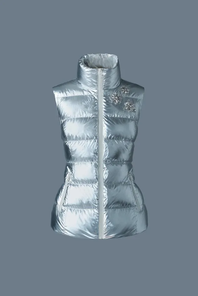 Light Down Jackets Women Mackage GISELAM Metallic Laminate Light Down Vest Gold Light Down Jackets Women Mackage GISELAM Metallic Laminate Light Down Vest Gold