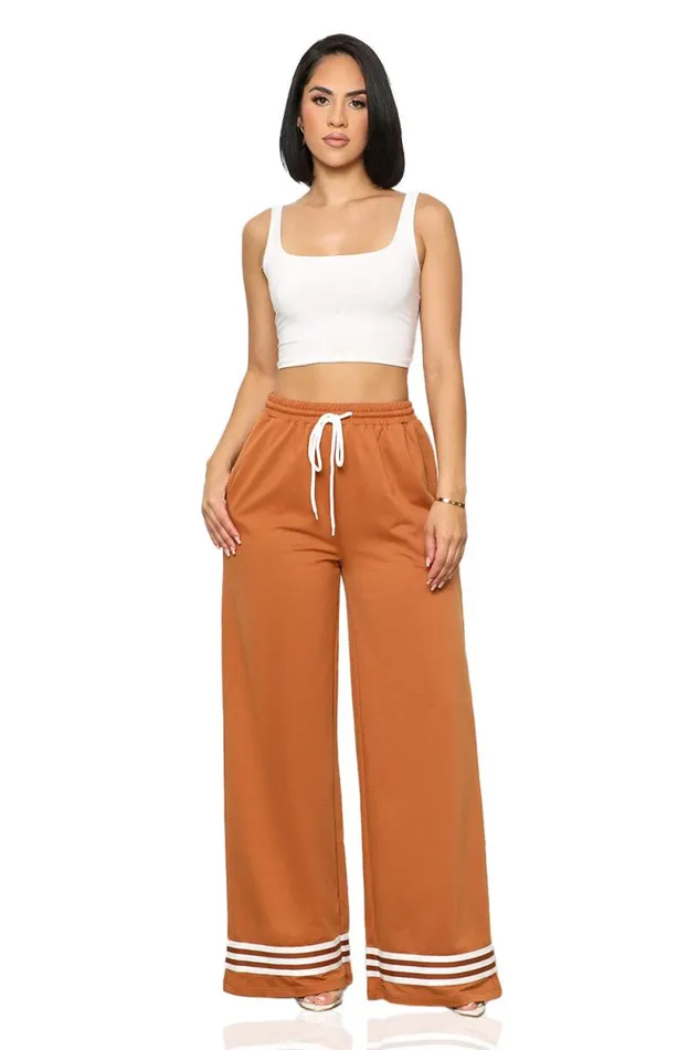 Lilly039s Kloset Bottoms Women Drawstring Wide Leg Pants Burnt Orange