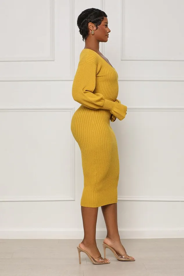 Lilly039s Kloset Dresses Women Scoop Me Away Sweater Dress Mustard FINAL SALE