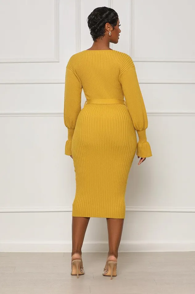 Lilly039s Kloset Dresses Women Scoop Me Away Sweater Dress Mustard FINAL SALE