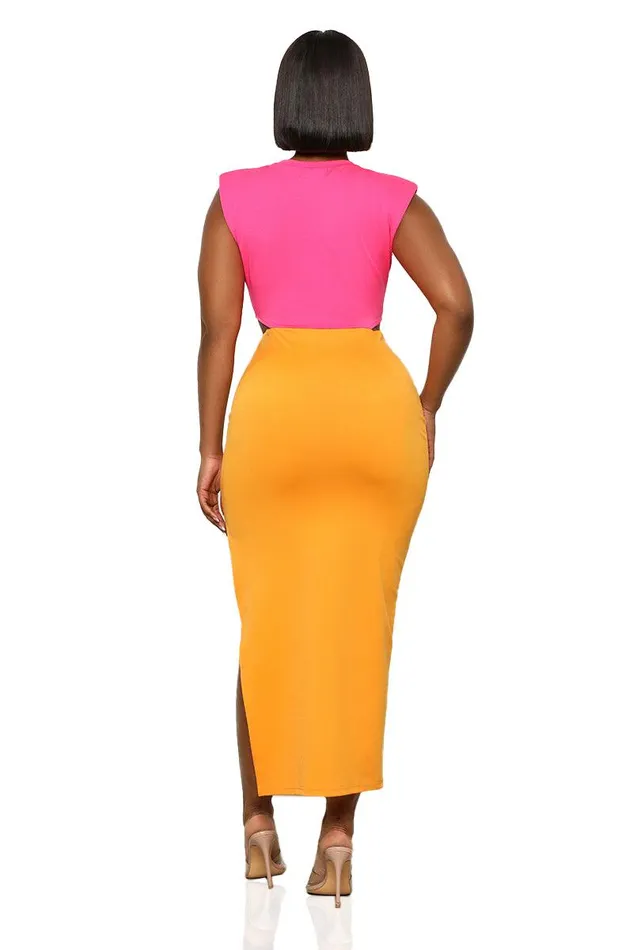 Lilly039s Kloset Dresses Women So Effortless ColorBlock CutOut Dress Orange Multi