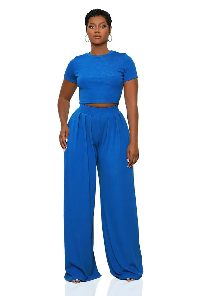 Lilly039s Kloset Sets Women Just Blue Wide Leg Pants Set