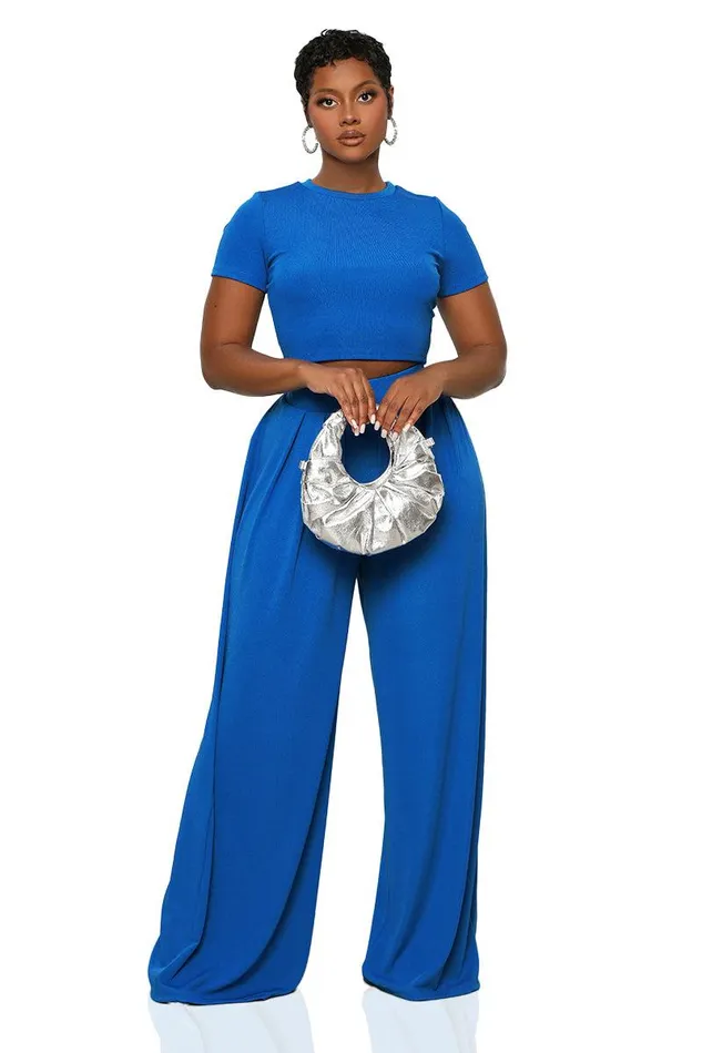 Lilly039s Kloset Sets Women Just Blue Wide Leg Pants Set