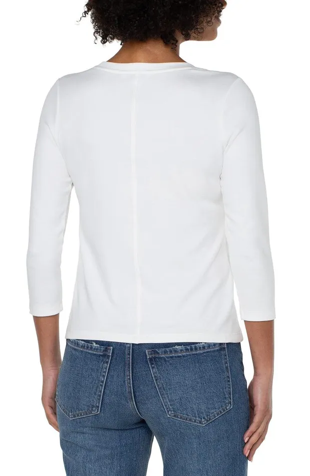Liverpool Los Angeles 34 SLEEVE SCOOP NECK KNIT TEE White Women TSHIRTS