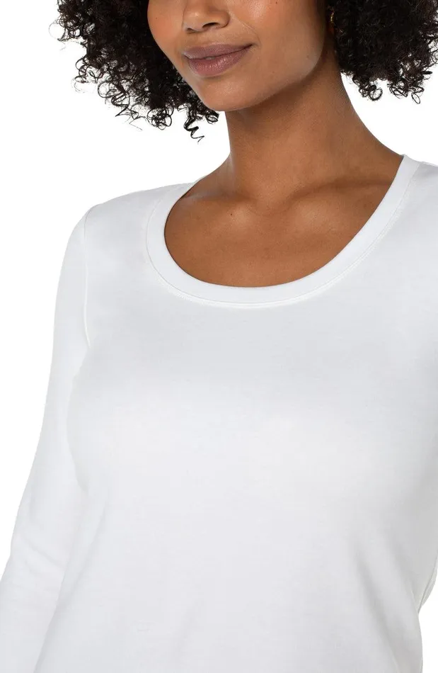 Liverpool Los Angeles 34 SLEEVE SCOOP NECK KNIT TEE White Women TSHIRTS