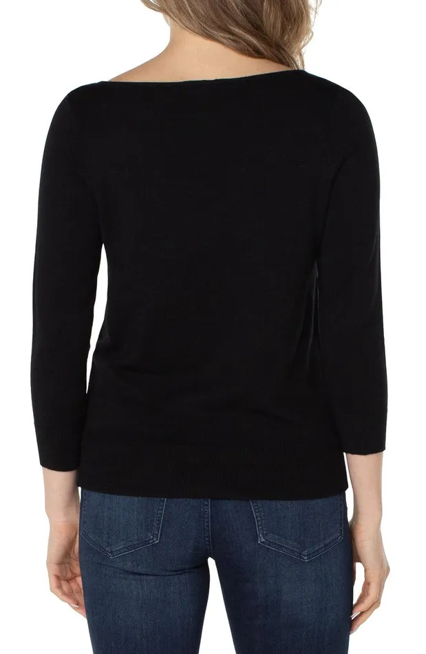 Liverpool Los Angeles 34 SLEEVE SWEATER WITH RHINESTONES Black Women SWEATERS