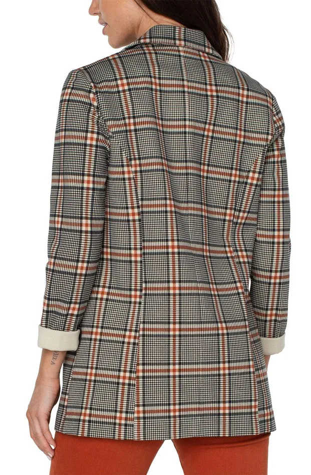 Liverpool Los Angeles BOYFRIEND BLAZER WITH PATTERN Black Cinnamon Tartan Plaid Women BLAZERS