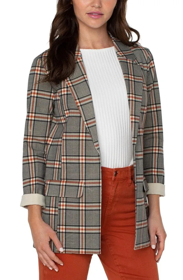 Liverpool Los Angeles BOYFRIEND BLAZER WITH PATTERN Black Cinnamon Tartan Plaid Women BLAZERS
