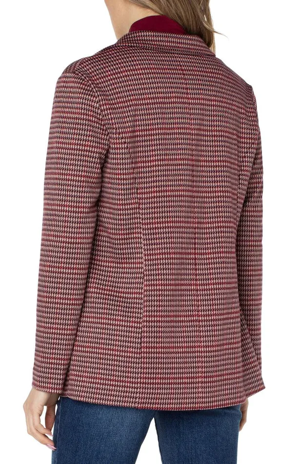 Liverpool Los Angeles BOYFRIEND BLAZER WITH PRINCESS DART PATTERN KNIT Mulberry Multi Houndstooth Women BLAZERS