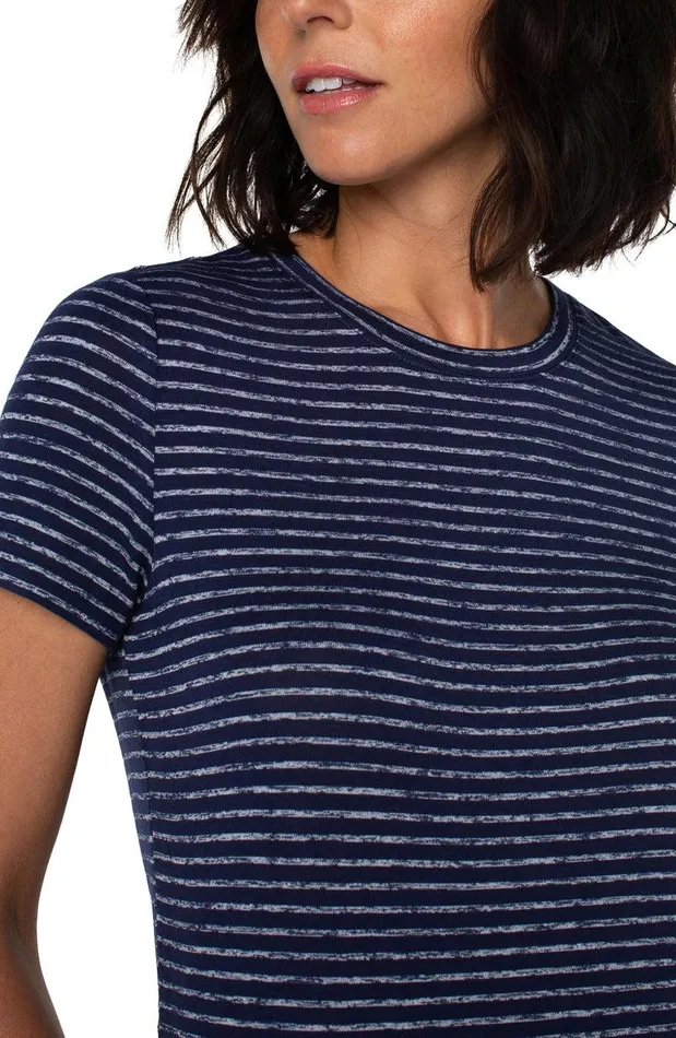 Liverpool Los Angeles CREW NECK TEE True Navy Stripe Women TSHIRTS