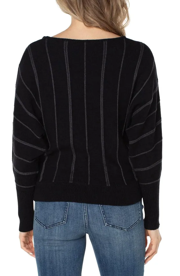 Liverpool Los Angeles LONG SLEEVE DOLMAN SWEATER WITH STRIPE Black Women SWEATERS