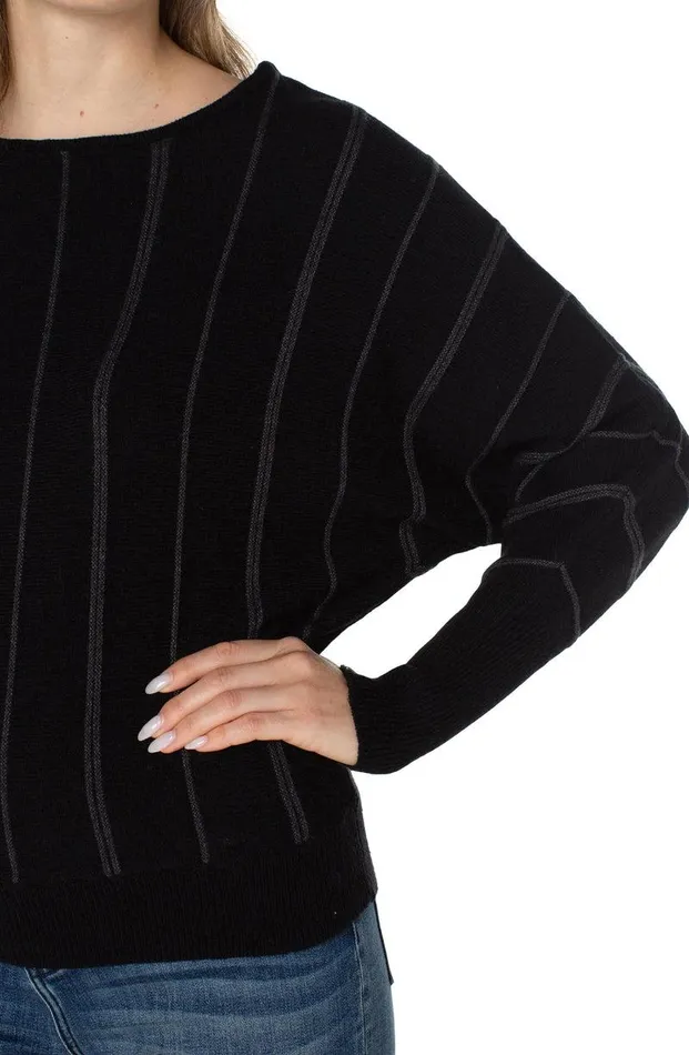Liverpool Los Angeles LONG SLEEVE DOLMAN SWEATER WITH STRIPE Black Women SWEATERS