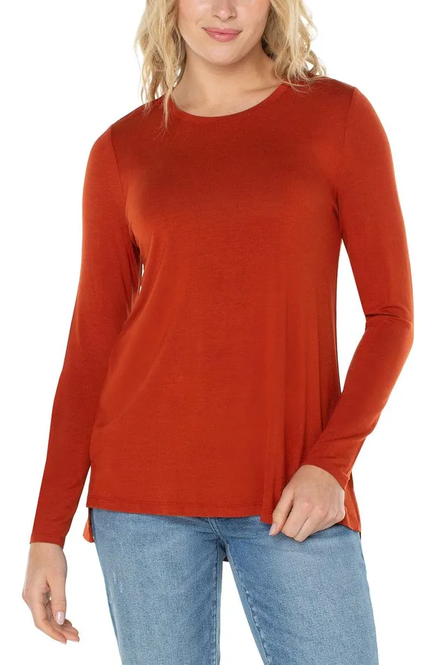 Liverpool Los Angeles LONG SLEEVE SCOOP NECK TEE Terracotta Women TSHIRTS